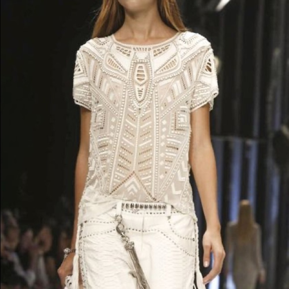 Alice & Olivia Beaded Detail Top